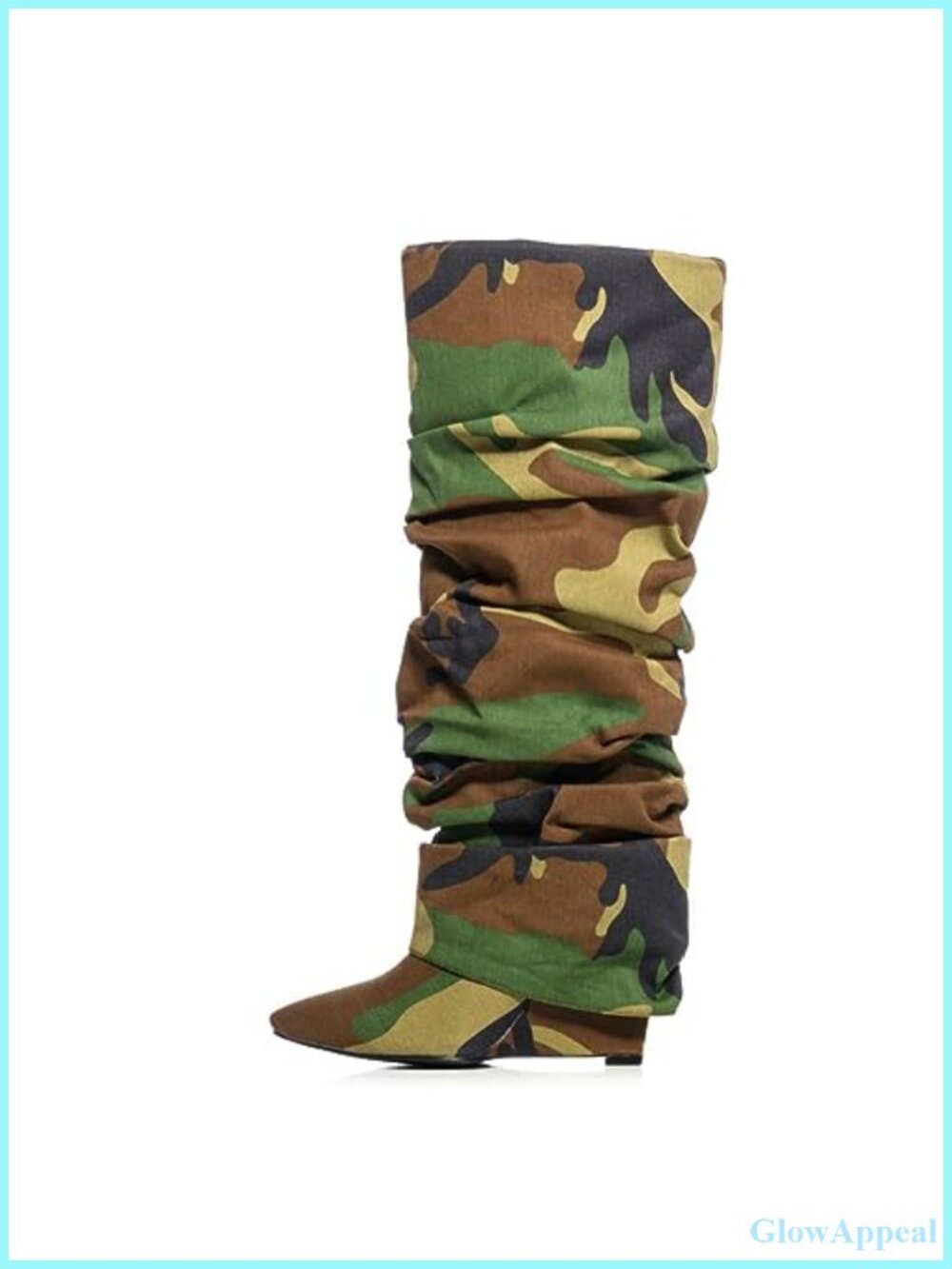 Women's Knee High Fold Over Boots High Wedge Heel Pointed Toe Dress Boots